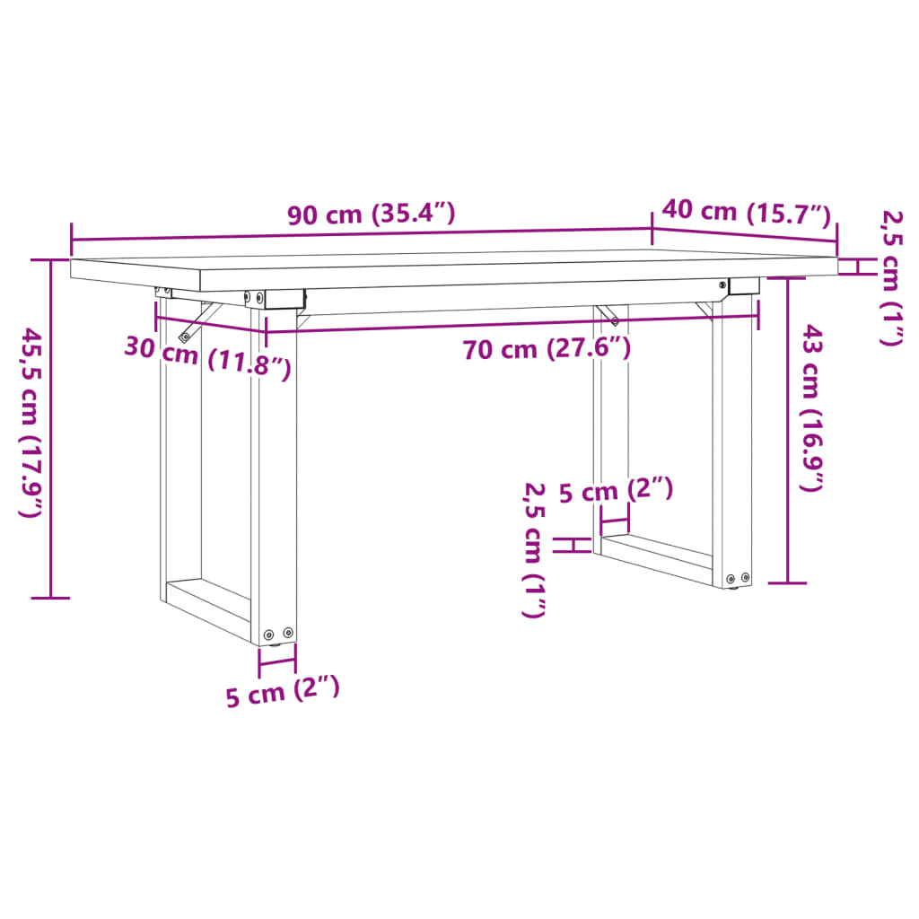 Salontafel O-frame 90x40x45,5 cm grenenhout en staal is nu te koop bij PeponiXL, paradijselijk wonen!