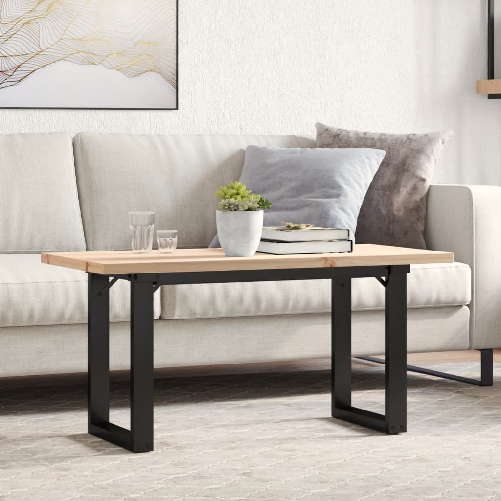 Salontafel O-frame 90x40x45,5 cm grenenhout en staal is nu te koop bij PeponiXL, paradijselijk wonen!