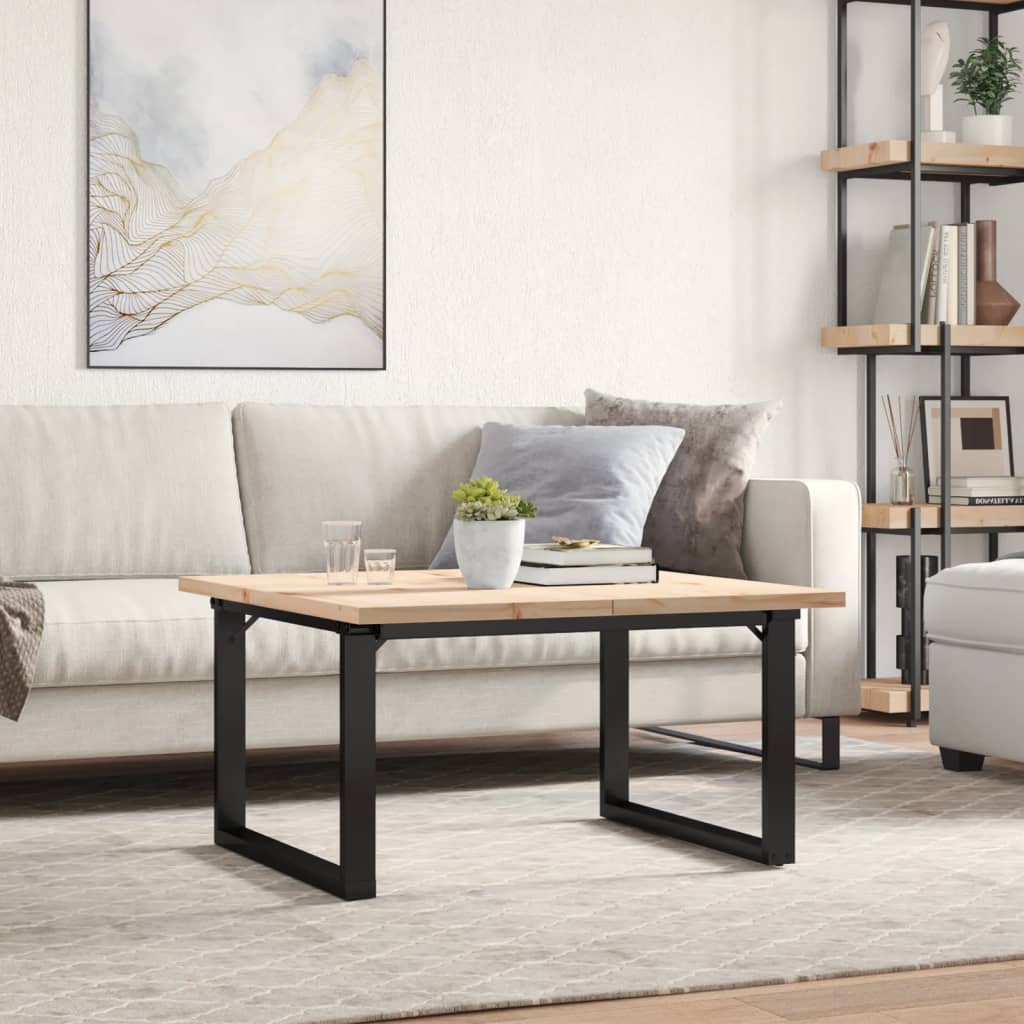 Salontafel O-frame 90x90x45,5 cm grenenhout en staal is nu te koop bij PeponiXL, paradijselijk wonen!