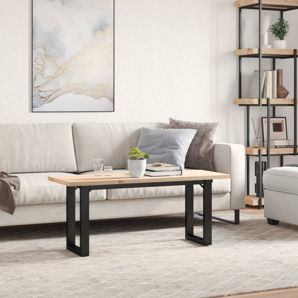 Salontafel O-frame 110x40x45,5 cm grenenhout en staal is nu te koop bij PeponiXL, paradijselijk wonen!