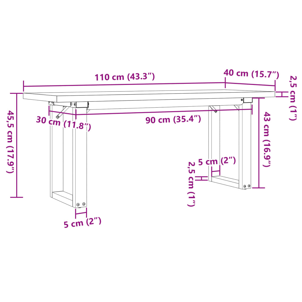 Salontafel O-frame 110x40x45,5 cm grenenhout en staal is nu te koop bij PeponiXL, paradijselijk wonen!
