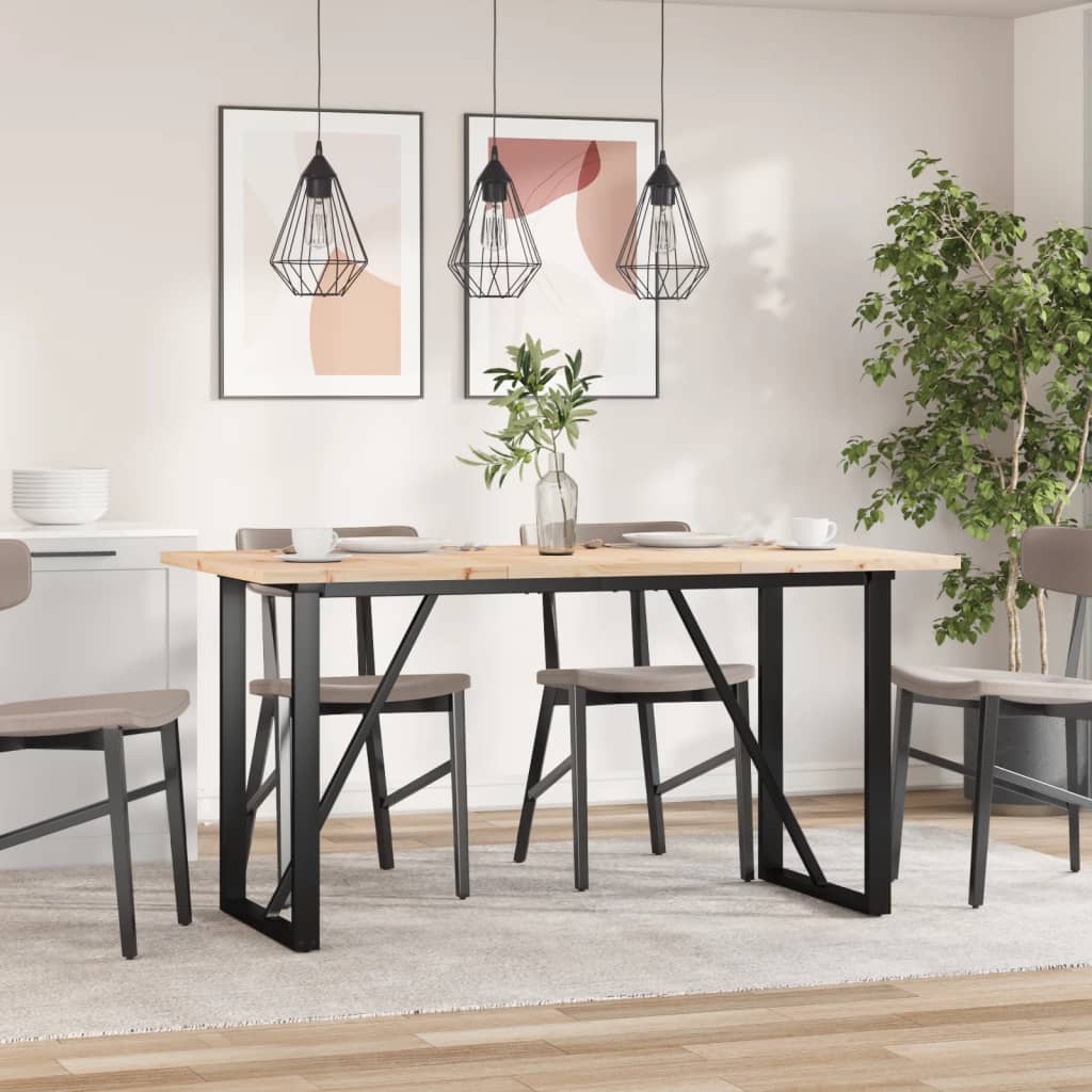Eettafel O-frame 140x80x75,5 cm massief grenenhout en staal is nu te koop bij PeponiXL, paradijselijk wonen!