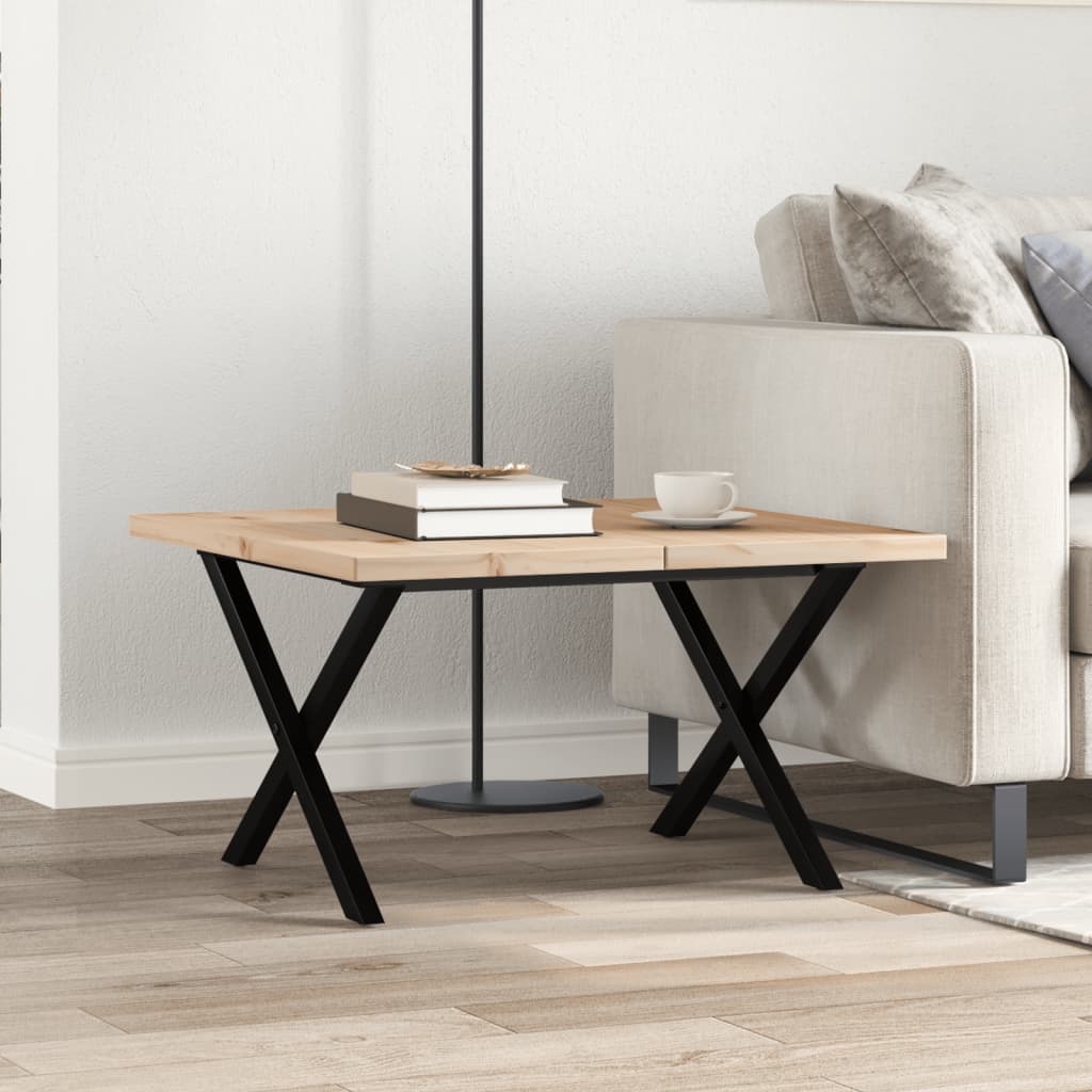 Salontafel X-frame 60x60x40,5 cm grenenhout en staal is nu te koop bij PeponiXL, paradijselijk wonen!