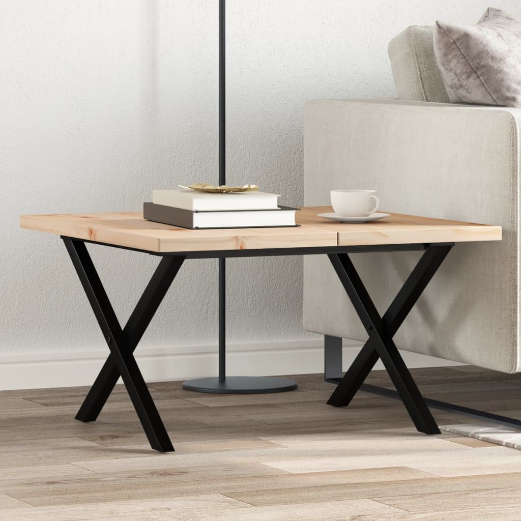 Salontafel X-frame 60x60x40,5 cm grenenhout en staal is nu te koop bij PeponiXL, paradijselijk wonen!