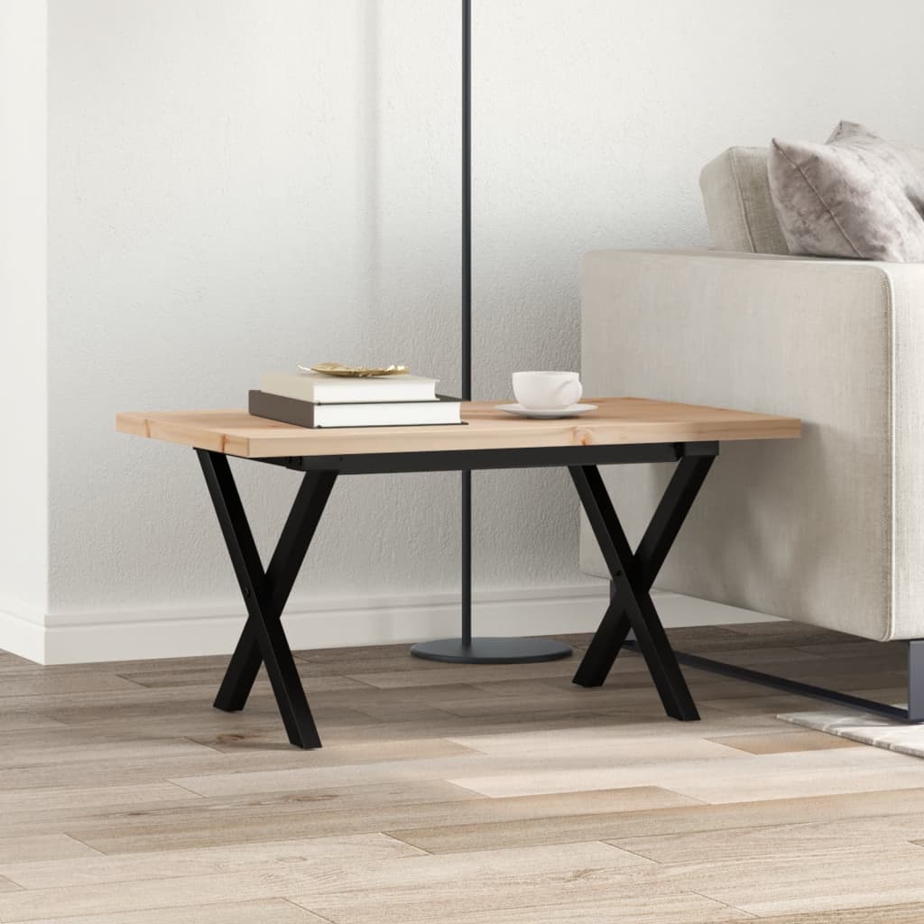 Salontafel X-frame 80x50x40,5 cm grenenhout en staal is nu te koop bij PeponiXL, paradijselijk wonen!