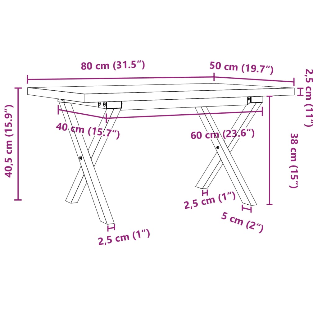 Salontafel X-frame 80x50x40,5 cm grenenhout en staal is nu te koop bij PeponiXL, paradijselijk wonen!