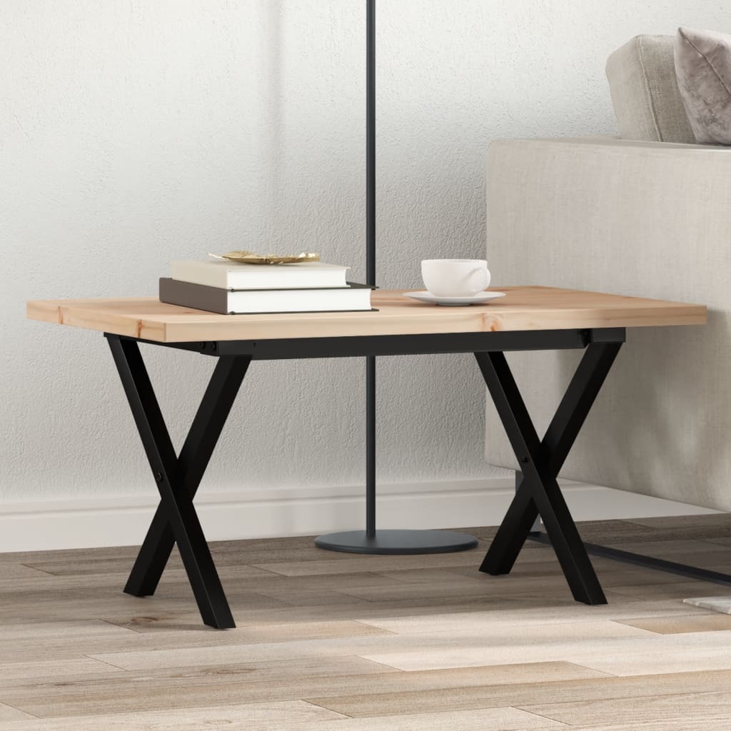 Salontafel X-frame 80x50x40,5 cm grenenhout en staal is nu te koop bij PeponiXL, paradijselijk wonen!