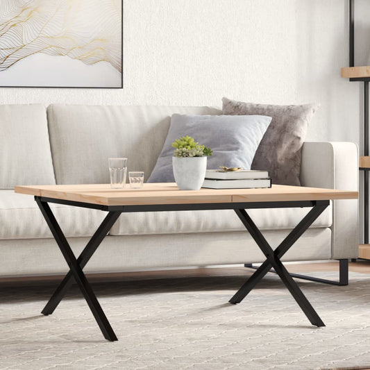 Salontafel X-frame 80x80x45,5 cm grenenhout en staal is nu te koop bij PeponiXL, paradijselijk wonen!