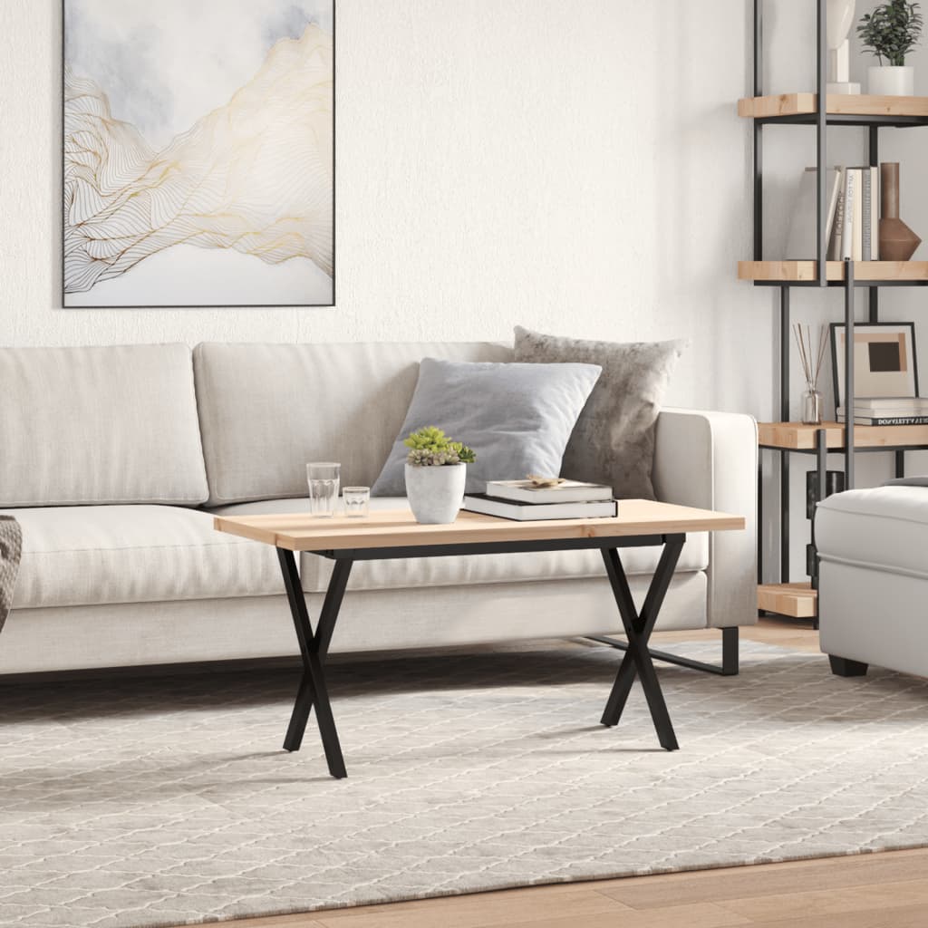 Salontafel X-frame 90x40x45,5 cm grenenhout en staal is nu te koop bij PeponiXL, paradijselijk wonen!