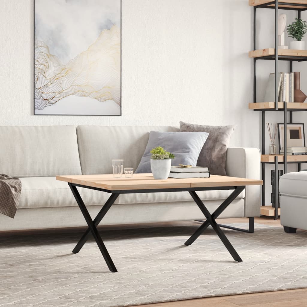 Salontafel X-frame 90x90x45,5 cm grenenhout en staal is nu te koop bij PeponiXL, paradijselijk wonen!