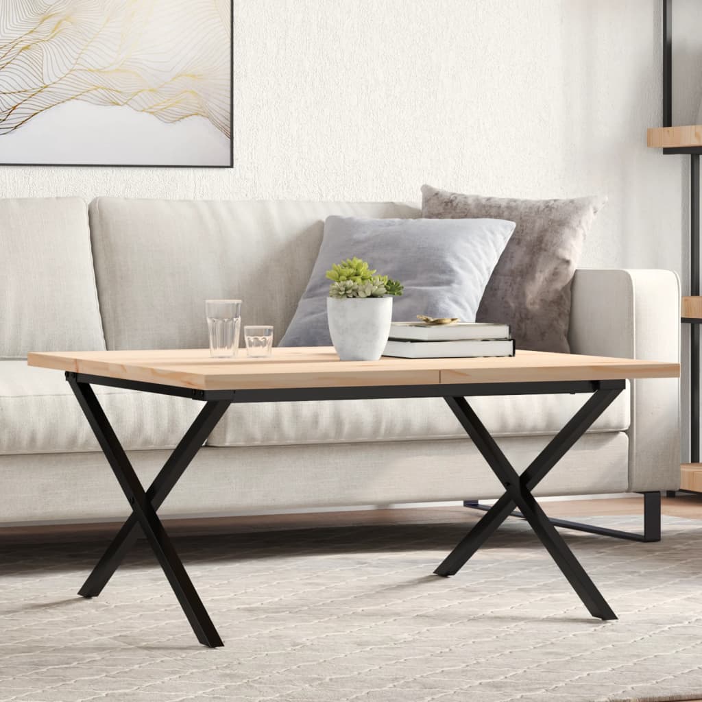 Salontafel X-frame 90x90x45,5 cm grenenhout en staal is nu te koop bij PeponiXL, paradijselijk wonen!