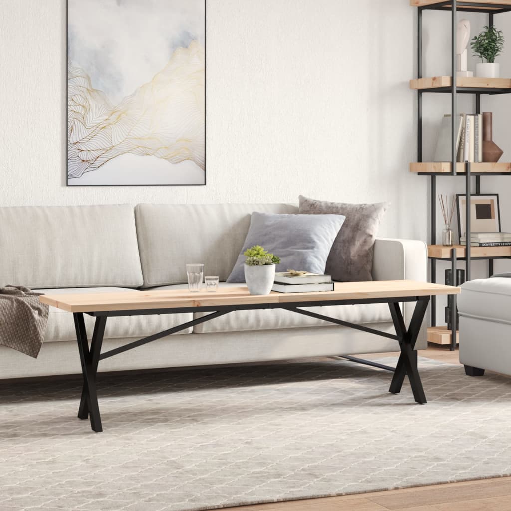 Salontafel X-frame 160x40x45,5 cm grenenhout en staal is nu te koop bij PeponiXL, paradijselijk wonen!