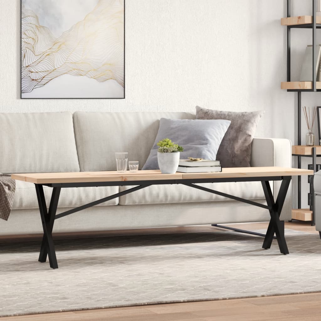 Salontafel X-frame 160x40x45,5 cm grenenhout en staal is nu te koop bij PeponiXL, paradijselijk wonen!