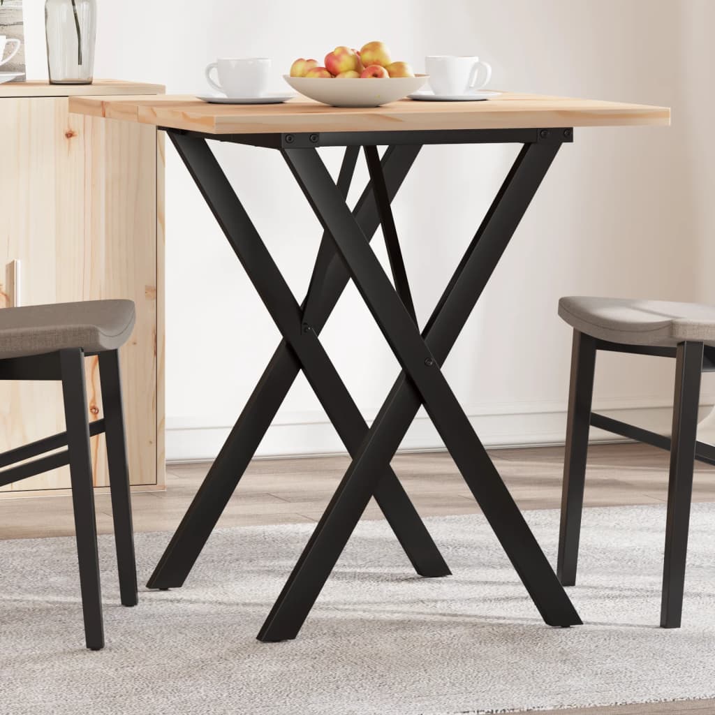 Eettafel X-frame 70x70x75,5 cm massief grenenhout en staal is nu te koop bij PeponiXL, paradijselijk wonen!