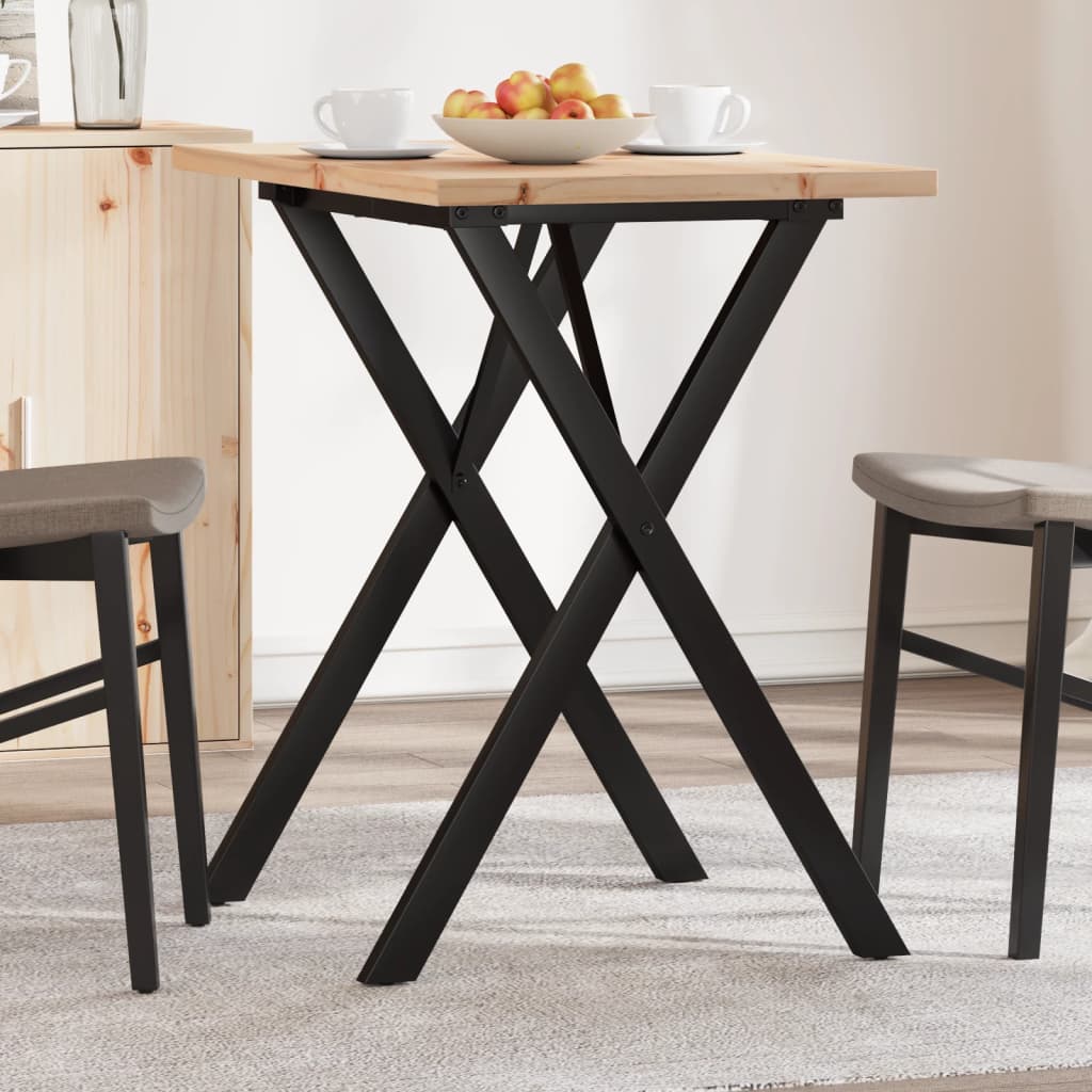 Eettafel X-frame 80x50x75,5 cm massief grenenhout en staal is nu te koop bij PeponiXL, paradijselijk wonen!