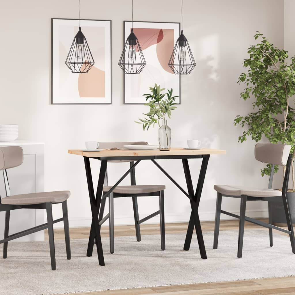 Eettafel X-frame 100x50x75,5 cm massief grenenhout en staal is nu te koop bij PeponiXL, paradijselijk wonen!