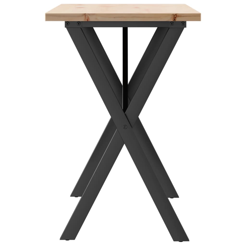 Eettafel X-frame 100x50x75,5 cm massief grenenhout en staal is nu te koop bij PeponiXL, paradijselijk wonen!