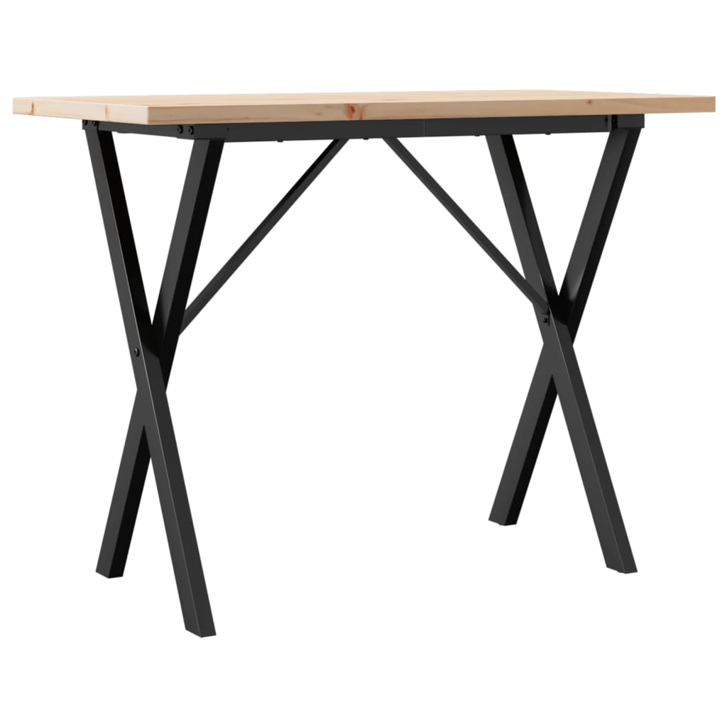 Eettafel X-frame 100x50x75,5 cm massief grenenhout en staal is nu te koop bij PeponiXL, paradijselijk wonen!