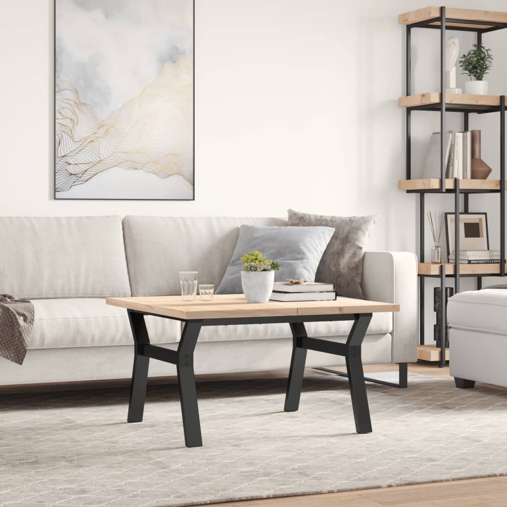 Salontafel Y-frame 80x80x45,5 cm grenenhout en staal is nu te koop bij PeponiXL, paradijselijk wonen!