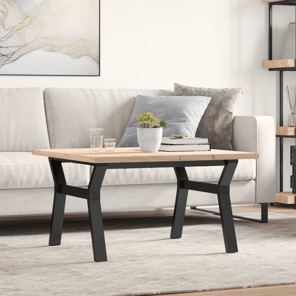 Salontafel Y-frame 80x80x45,5 cm grenenhout en staal is nu te koop bij PeponiXL, paradijselijk wonen!