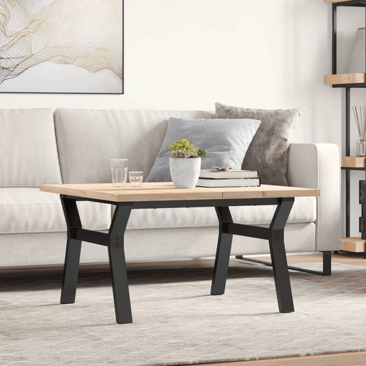 Salontafel Y-frame 80x80x45,5 cm grenenhout en staal is nu te koop bij PeponiXL, paradijselijk wonen!
