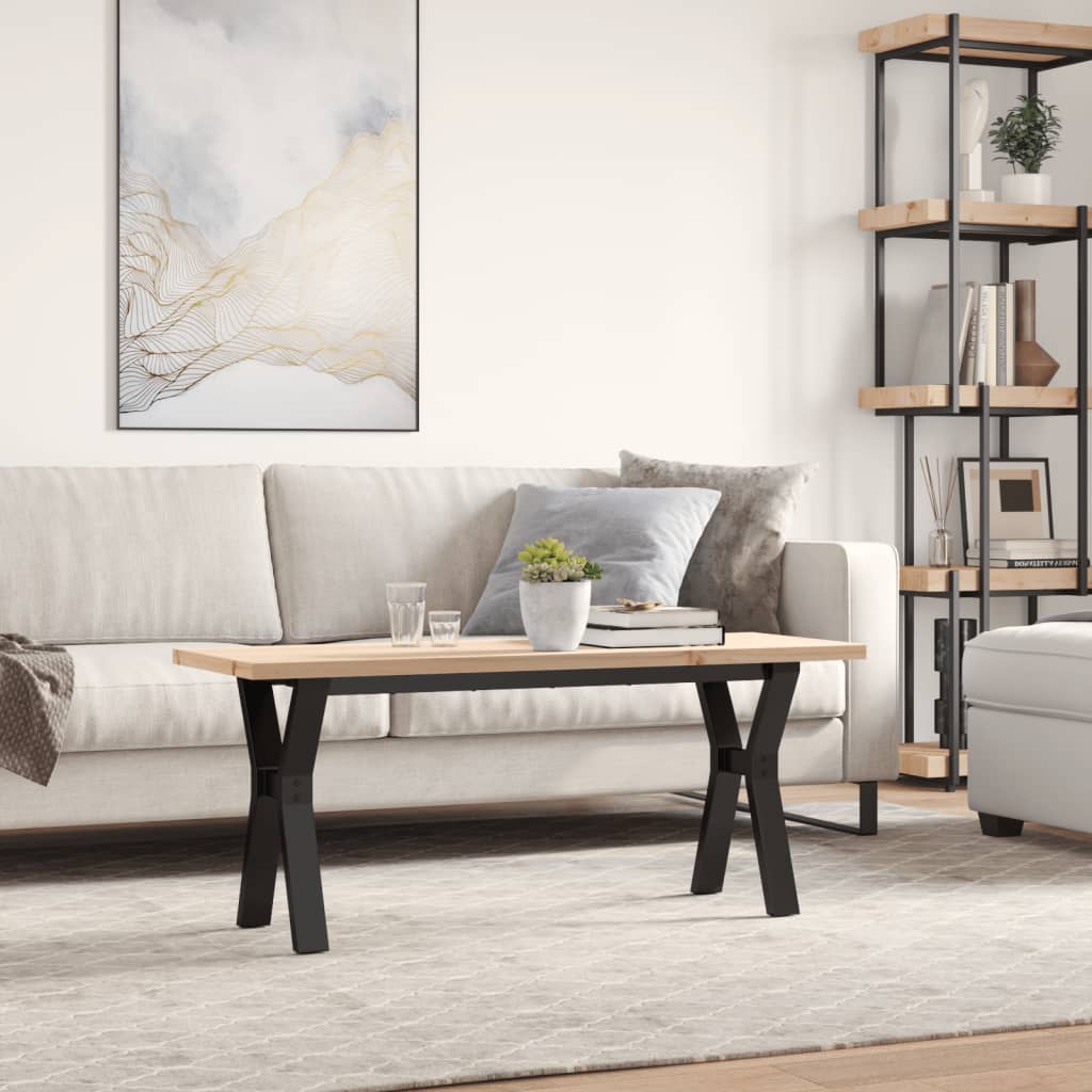 Salontafel Y-frame 110x40x45,5 cm grenenhout en staal is nu te koop bij PeponiXL, paradijselijk wonen!