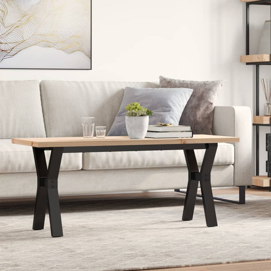 Salontafel Y-frame 110x40x45,5 cm grenenhout en staal is nu te koop bij PeponiXL, paradijselijk wonen!