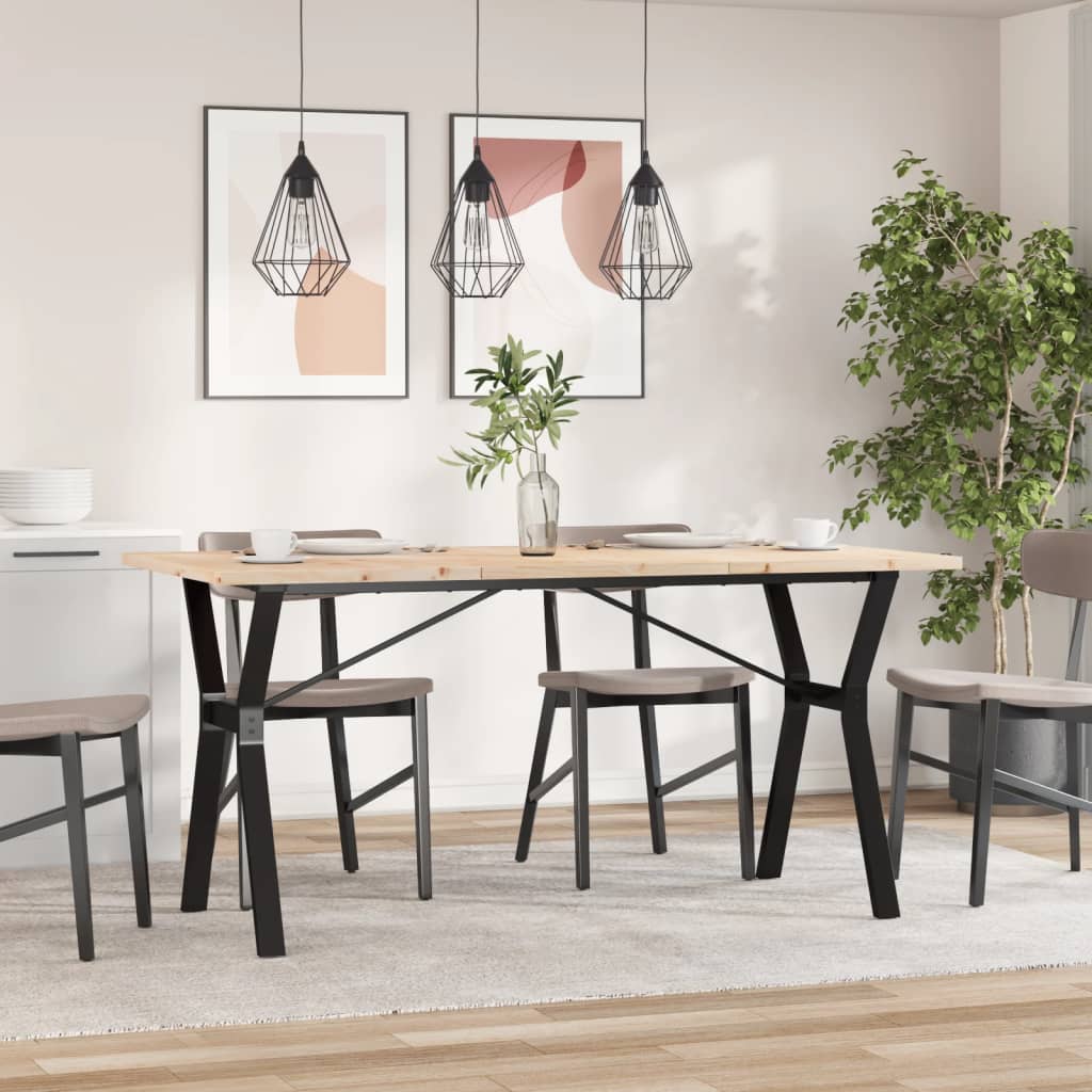 Eettafel Y-frame 160x80x75,5 cm massief grenenhout en staal is nu te koop bij PeponiXL, paradijselijk wonen!