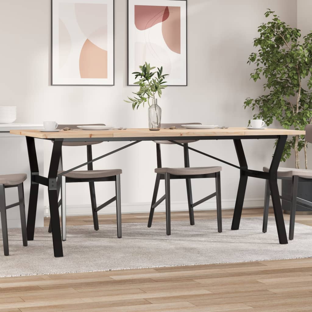 Eettafel Y-frame 180x90x75,5 cm massief grenenhout en staal is nu te koop bij PeponiXL, paradijselijk wonen!