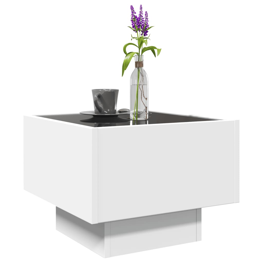 Bijzettafel met LED 40x40x30 cm bewerkt hout wit is nu te koop bij PeponiXL, paradijselijk wonen!
