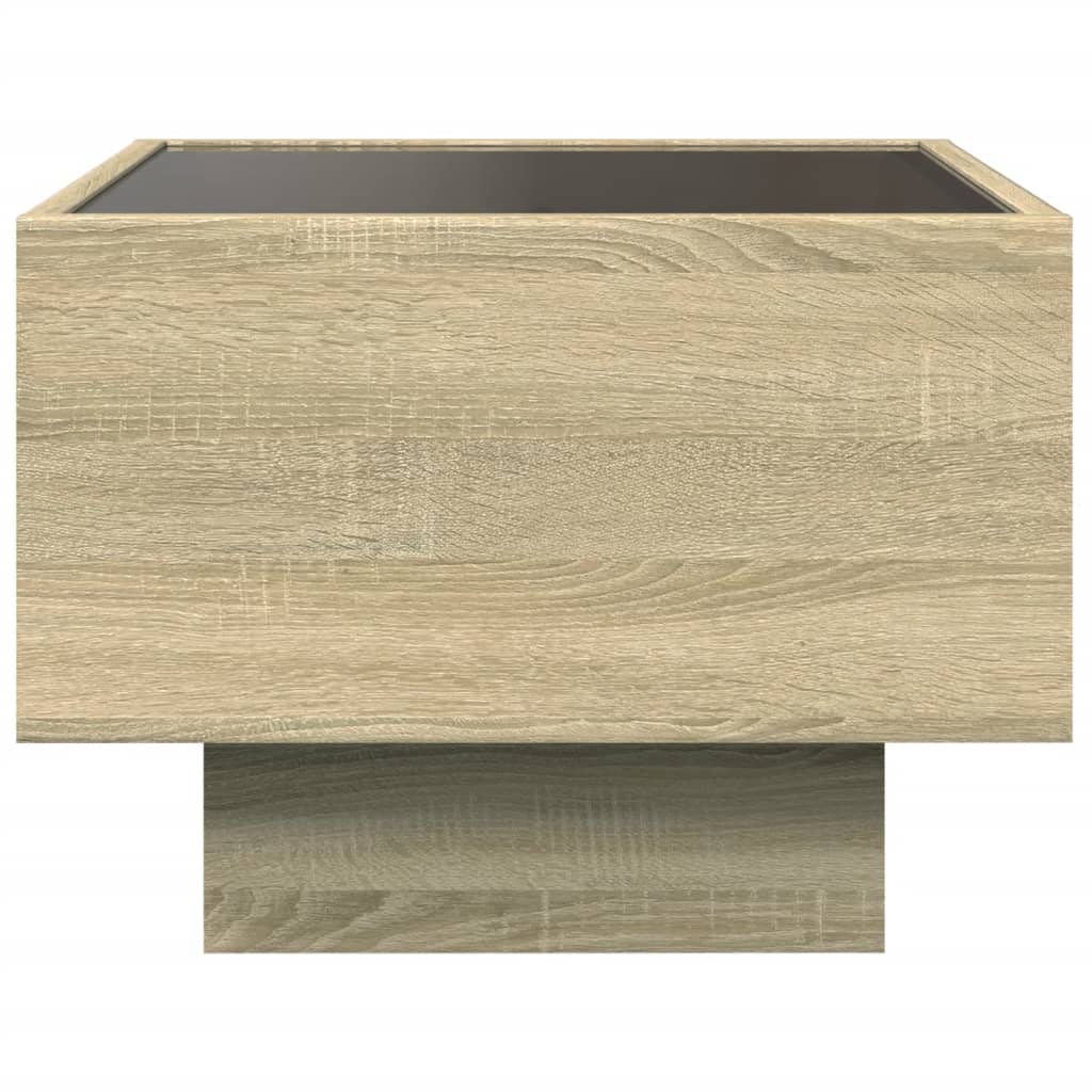 Bijzettafel met LED 40x40x30 cm bewerkt hout sonoma eikenkleur is nu te koop bij PeponiXL, paradijselijk wonen!