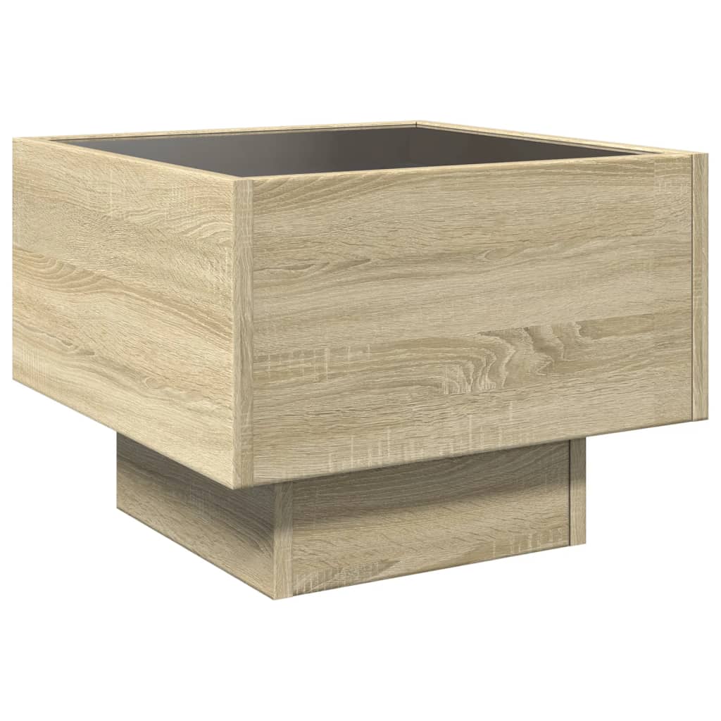 Bijzettafel met LED 40x40x30 cm bewerkt hout sonoma eikenkleur is nu te koop bij PeponiXL, paradijselijk wonen!