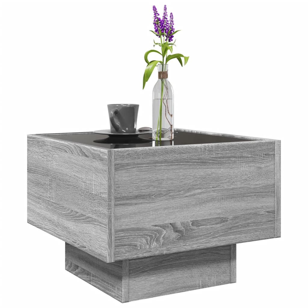 Bijzettafel met LED 40x40x30 cm bewerkt hout grijs sonoma eiken is nu te koop bij PeponiXL, paradijselijk wonen!