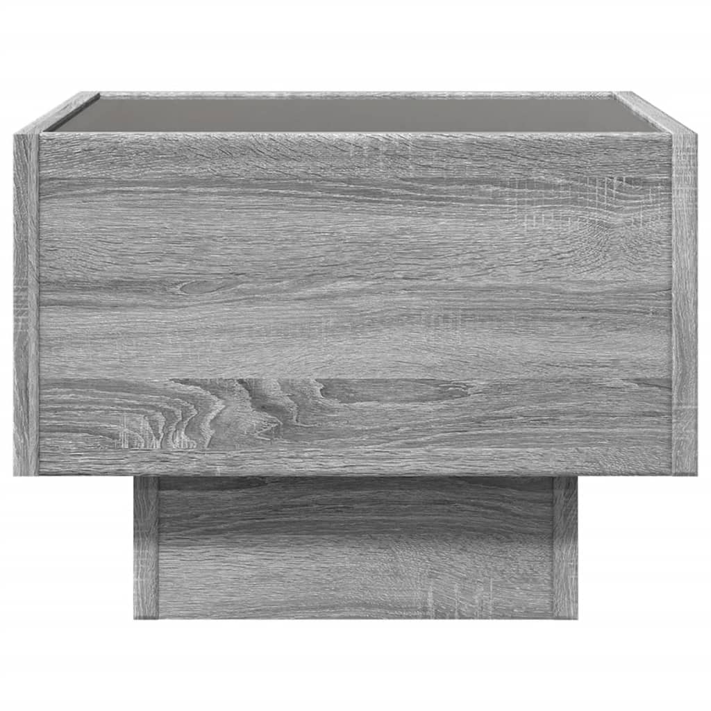 Bijzettafel met LED 40x40x30 cm bewerkt hout grijs sonoma eiken is nu te koop bij PeponiXL, paradijselijk wonen!