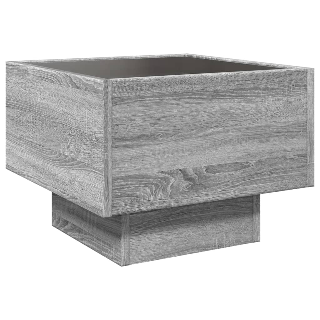 Bijzettafel met LED 40x40x30 cm bewerkt hout grijs sonoma eiken is nu te koop bij PeponiXL, paradijselijk wonen!