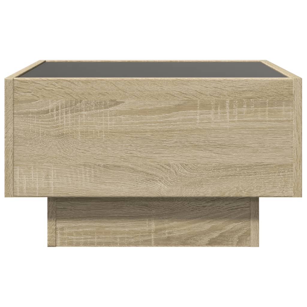 Salontafel met LED 50x50x30 cm bewerkt hout sonoma eikenkleurig is nu te koop bij PeponiXL, paradijselijk wonen!
