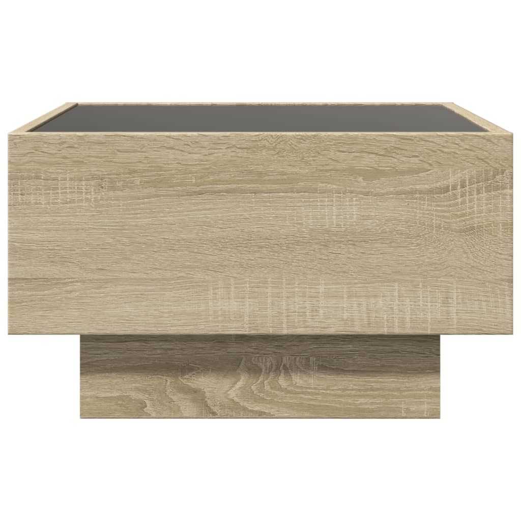 Salontafel met LED 50x50x30 cm bewerkt hout sonoma eikenkleurig is nu te koop bij PeponiXL, paradijselijk wonen!