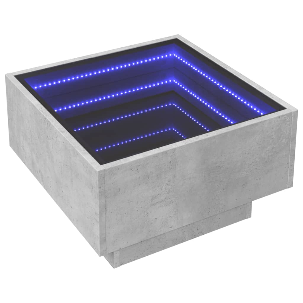 Salontafel met LED 50x50x30 cm bewerkt hout betongrijs is nu te koop bij PeponiXL, paradijselijk wonen!