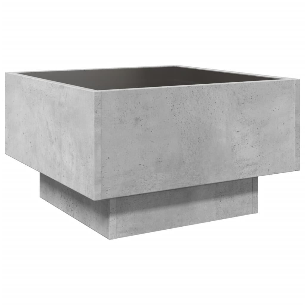 Salontafel met LED 50x50x30 cm bewerkt hout betongrijs is nu te koop bij PeponiXL, paradijselijk wonen!