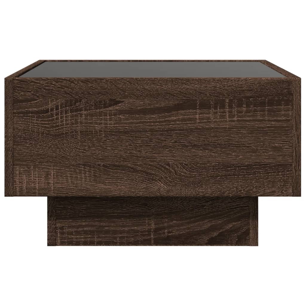 Salontafel met LED 50x50x30 cm bewerkt hout bruin eikenkleurig is nu te koop bij PeponiXL, paradijselijk wonen!