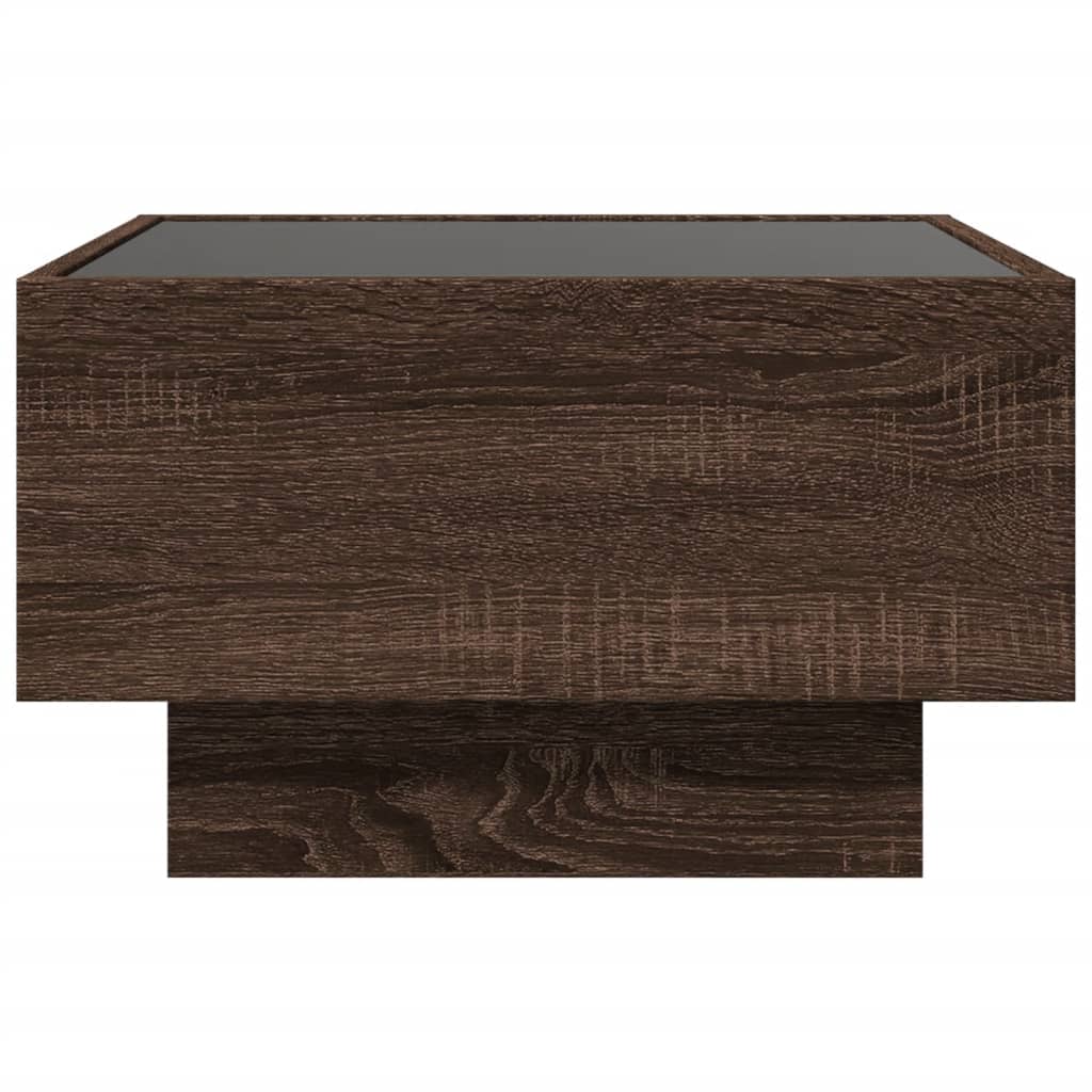 Salontafel met LED 50x50x30 cm bewerkt hout bruin eikenkleurig is nu te koop bij PeponiXL, paradijselijk wonen!