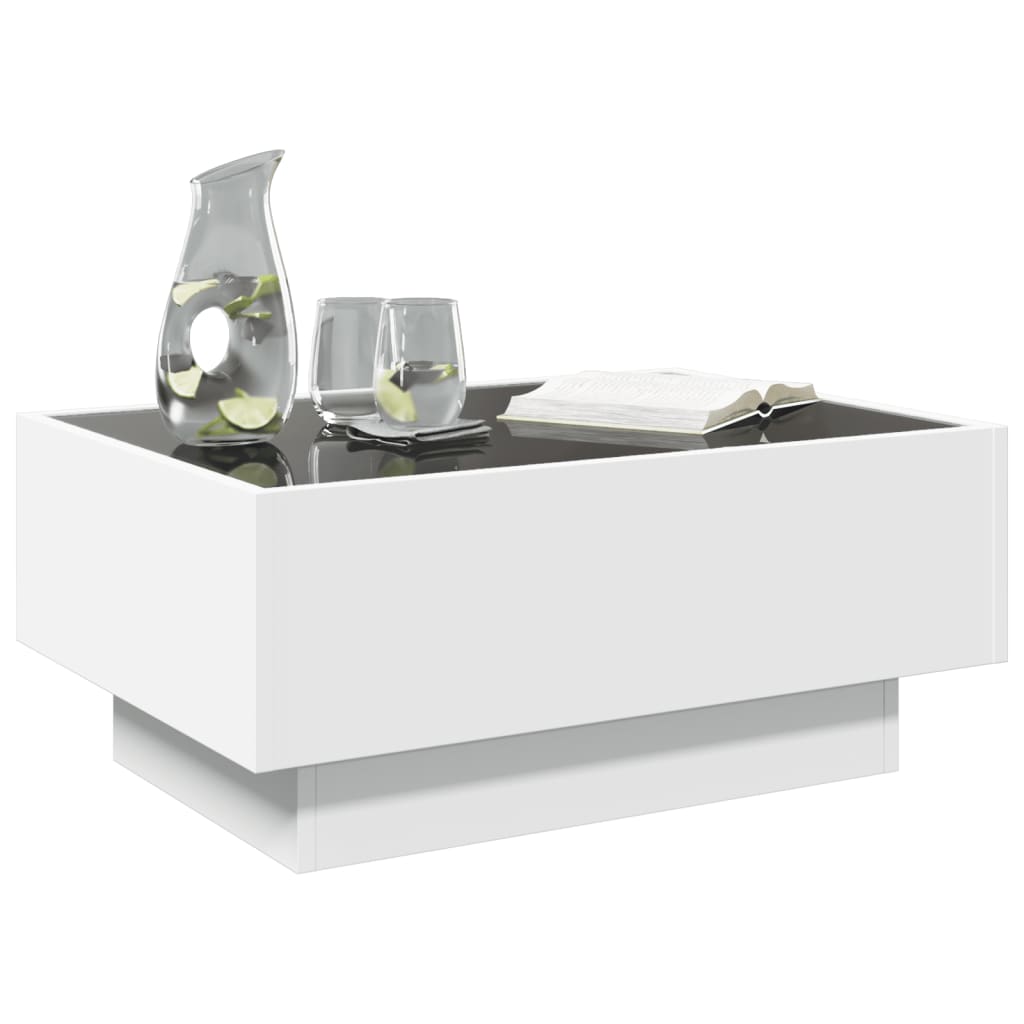 Salontafel met LED 70x50x30 cm bewerkt hout wit is nu te koop bij PeponiXL, paradijselijk wonen!