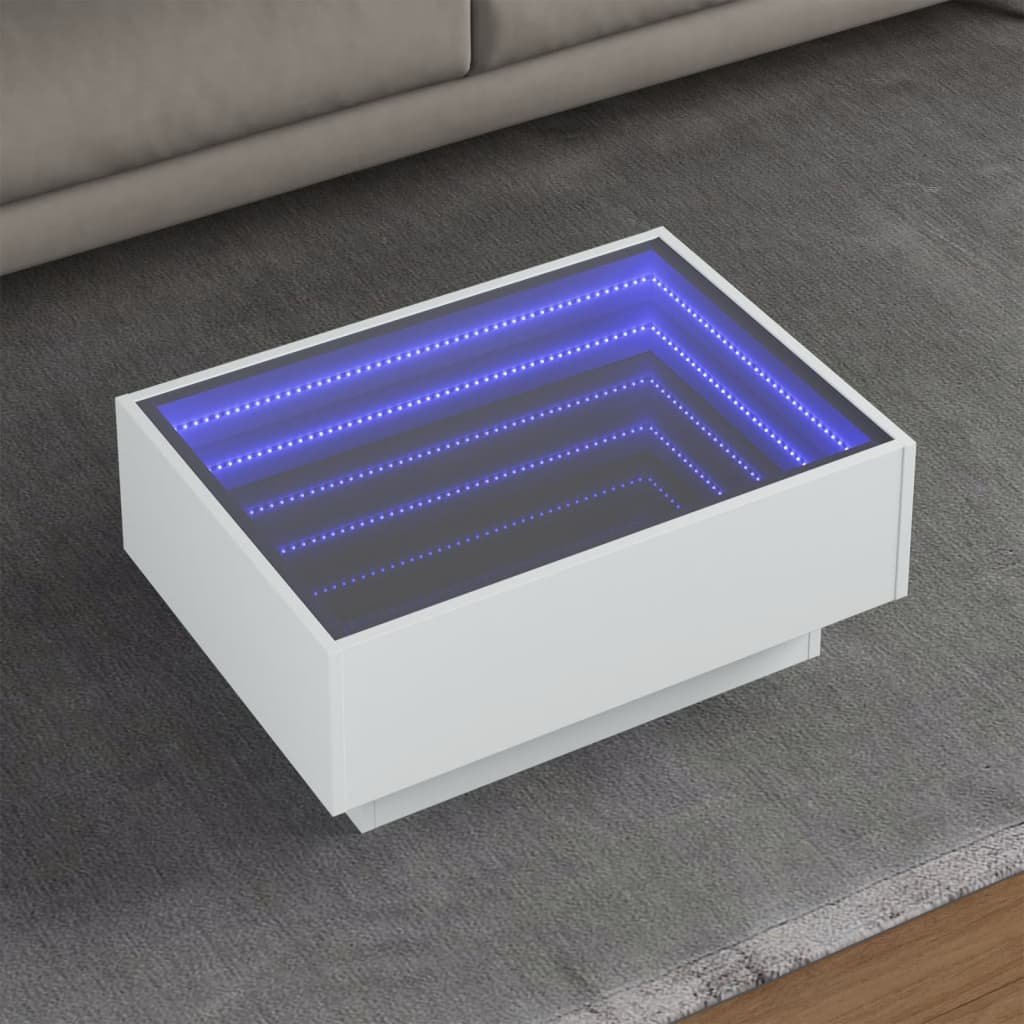 Salontafel met LED 70x50x30 cm bewerkt hout wit is nu te koop bij PeponiXL, paradijselijk wonen!