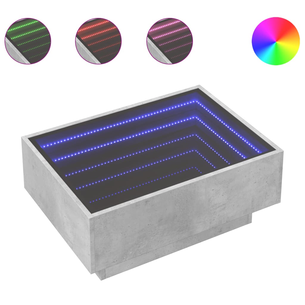 Salontafel met LED 70x50x30 cm bewerkt hout betongrijs is nu te koop bij PeponiXL, paradijselijk wonen!