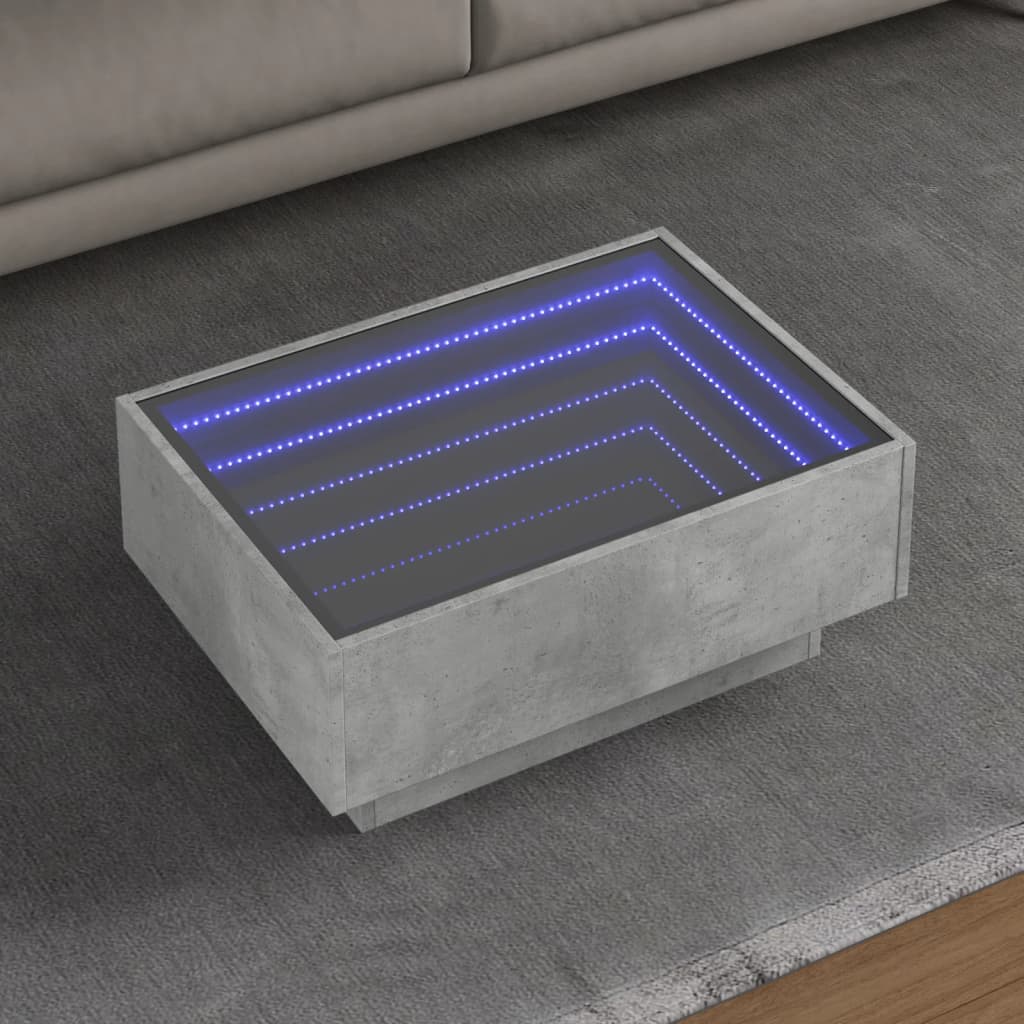 Salontafel met LED 70x50x30 cm bewerkt hout betongrijs is nu te koop bij PeponiXL, paradijselijk wonen!