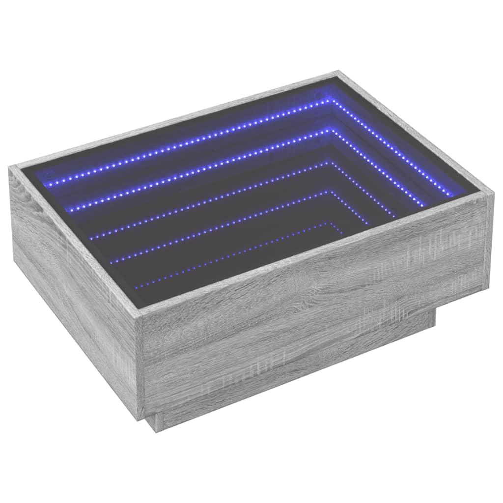 Salontafel met LED 70x50x30 cm bewerkt hout grijs sonoma eiken is nu te koop bij PeponiXL, paradijselijk wonen!