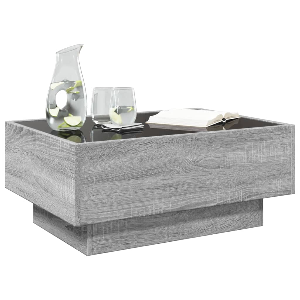 Salontafel met LED 70x50x30 cm bewerkt hout grijs sonoma eiken is nu te koop bij PeponiXL, paradijselijk wonen!