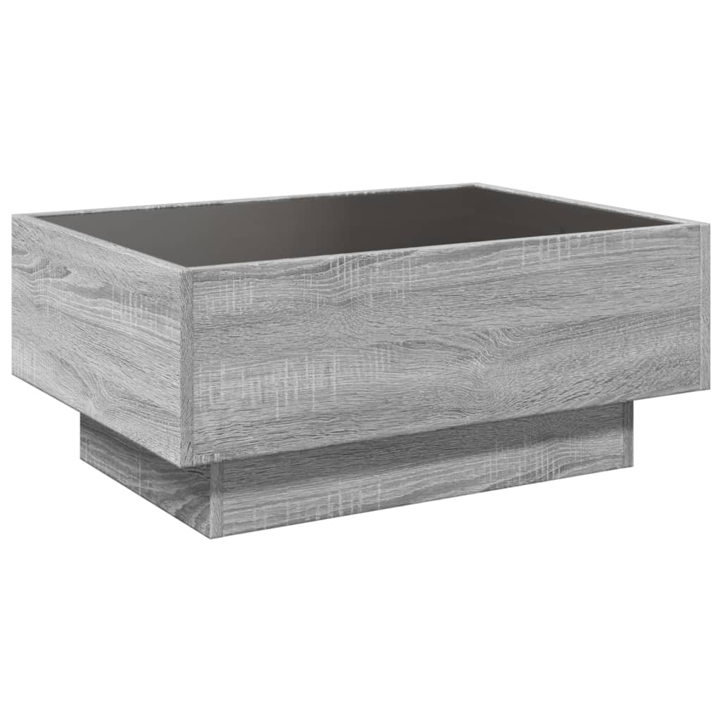 Salontafel met LED 70x50x30 cm bewerkt hout grijs sonoma eiken is nu te koop bij PeponiXL, paradijselijk wonen!