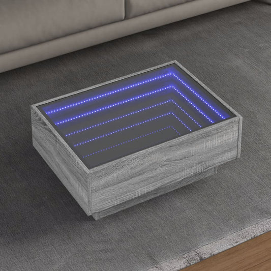 Salontafel met LED 70x50x30 cm bewerkt hout grijs sonoma eiken is nu te koop bij PeponiXL, paradijselijk wonen!