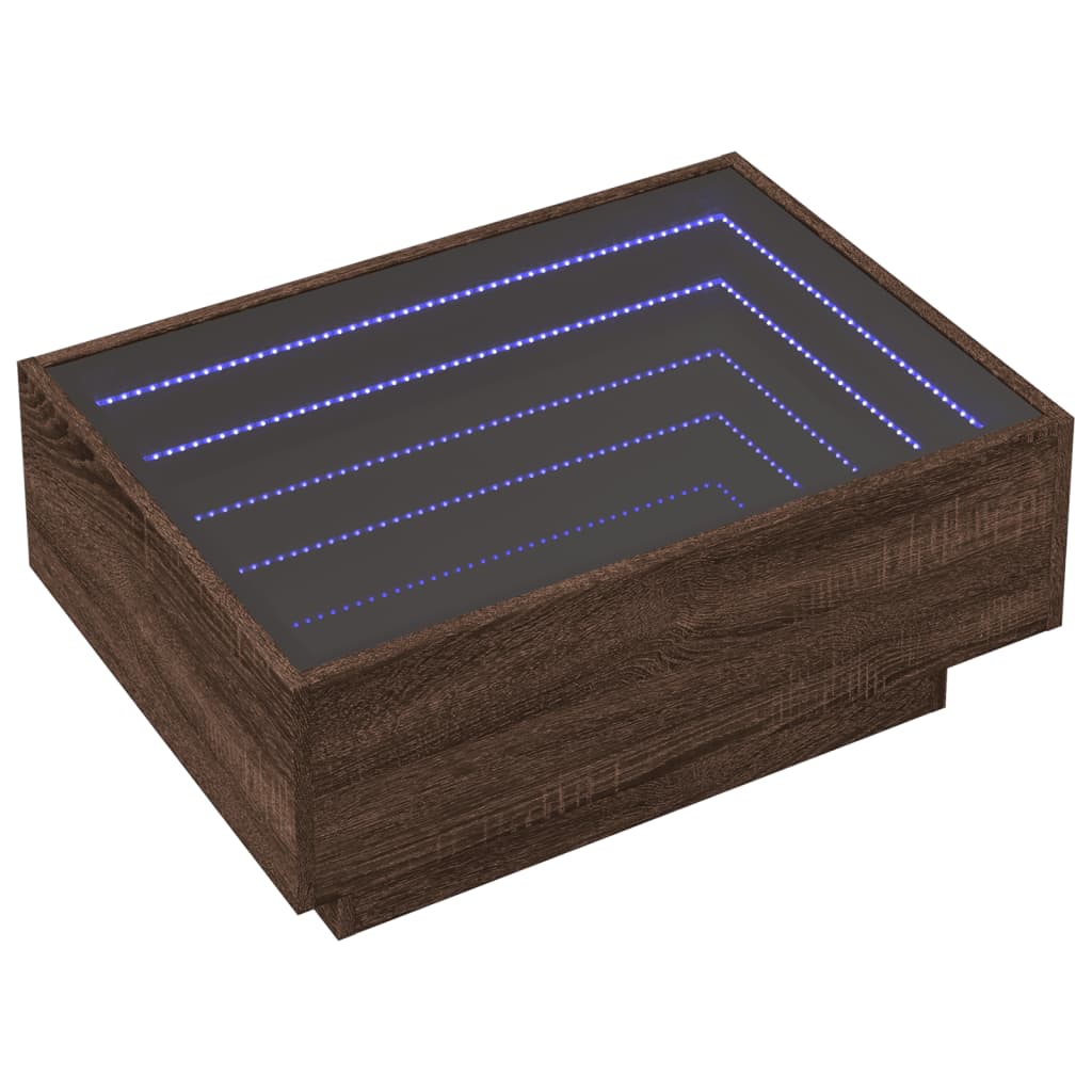 Salontafel met LED 70x50x30 cm bewerkt hout bruin eikenkleurig is nu te koop bij PeponiXL, paradijselijk wonen!